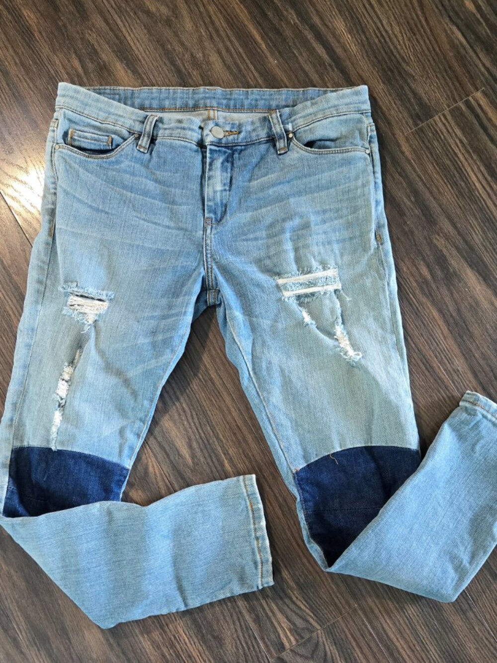 BLANKNYC 70s Style Distressed Patchwork Skinny Leg Jeans SIZE 12/14